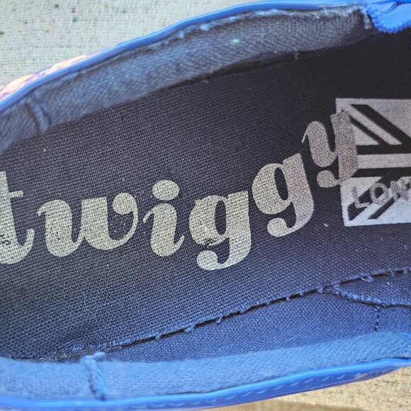 Twiggy London Women Shoes Platform Blue Fabric Upper Slip On Shoes Size 9M - Picture 11 of 12